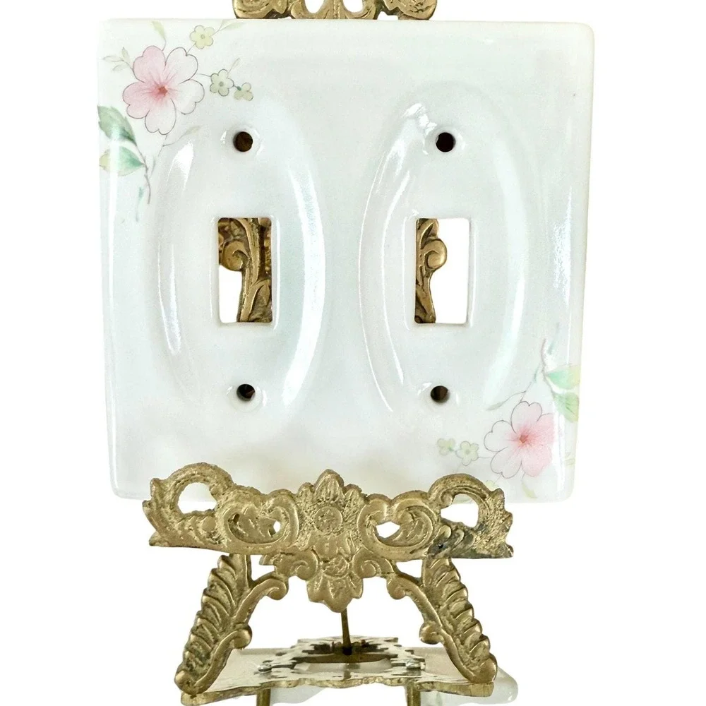 Vintage Floral Picture Frames & Light Switch Cover Set, Cottage Wall Decor